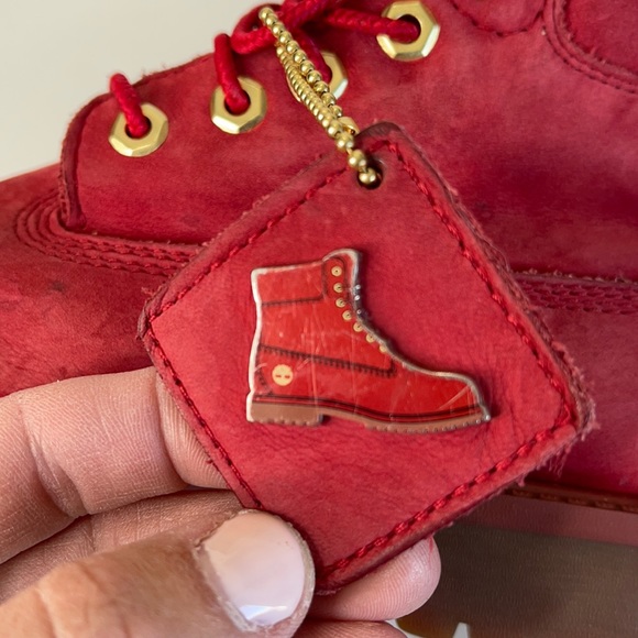 Timberland Suede leather waterproof hiking boot red Kids US 2 - Picture 14 of 15